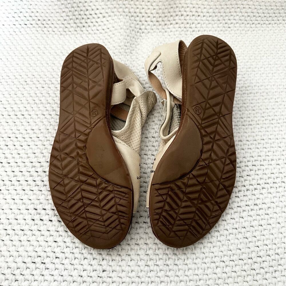 Miz Mooz NYC Fifi Beige Cream Boho Leather Open Toe Cut Out Sandals Studded 38 - Picture 9 of 11